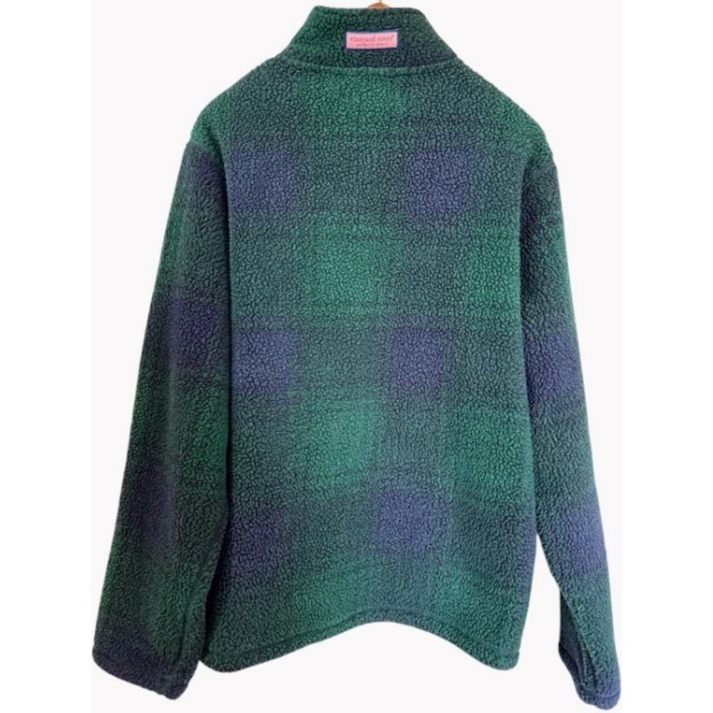 Vineyard Vines Women's Large Blackwatch Sherpa Half Zip Plaid Fleece Preppy - Picture 3 of 14